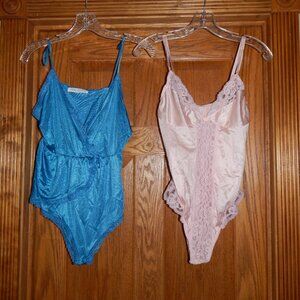 LOT 2 Vintage Women's Size Medium M Teddie Lingerie Nylon & Lace Glam